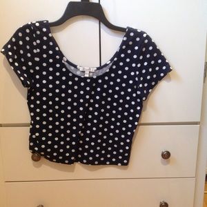 Navy blue Polka dot Crop top